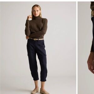 New With Tags Quince Ultra-Stretch Ponte Tapered Cargo Pants Navy Sz XL